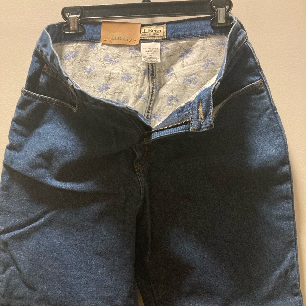 L.L. Bean FLANNEL Lined Women's 12 Reg. High Rise Jeans 100% Cotton BRAND NEW!!